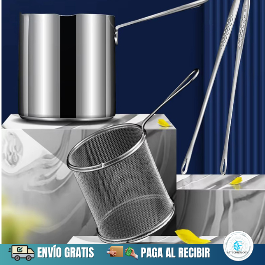Olla Freidora Multifuncional de Acero Inoxidable