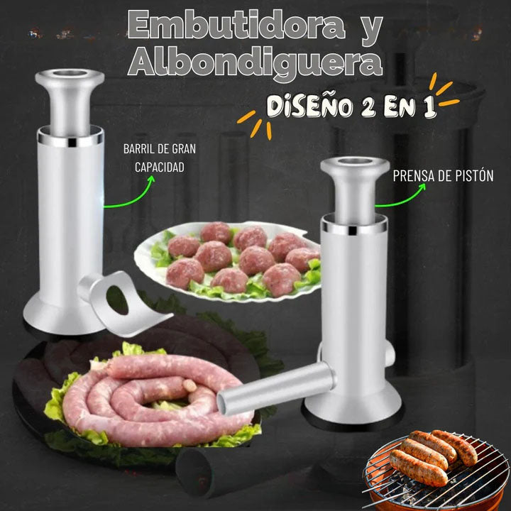 EMBUTIDORA 2 EN 1, CHORIZOS, SALCHICHAS Y ALBONDIGAS