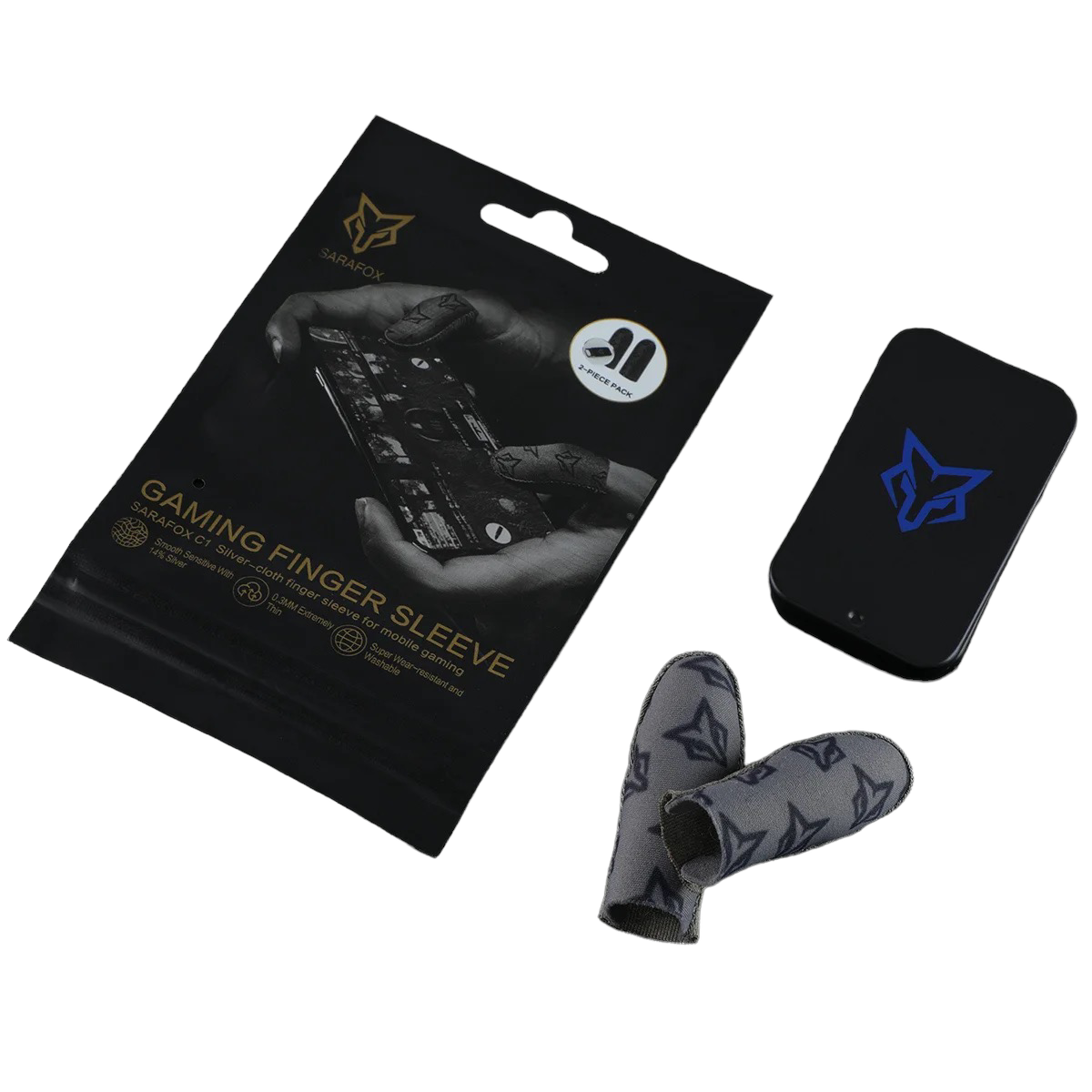 2 GUANTES, FUNDAS DEDALES GAMER PARA DEDOS GAMER C1 DE FIBRA DE PLATA + ESTUCHE