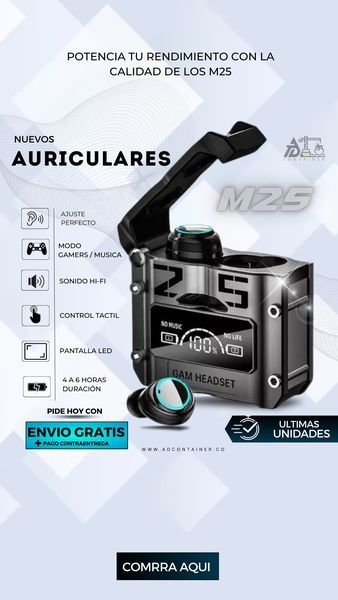 AUDÍFONOS INALÁMBRICOS GAMER M25 TWS