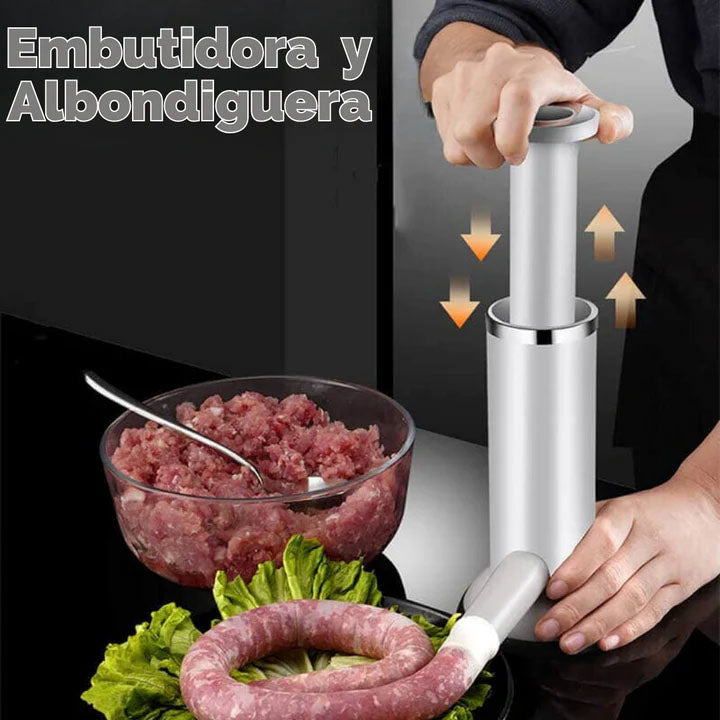 EMBUTIDORA 2 EN 1, CHORIZOS, SALCHICHAS Y ALBONDIGAS