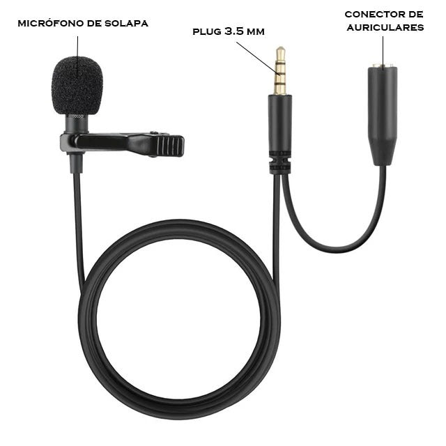 MICRÓFONO SOLAPA CON CONECTOR DE AURICULARES 3.5 MM