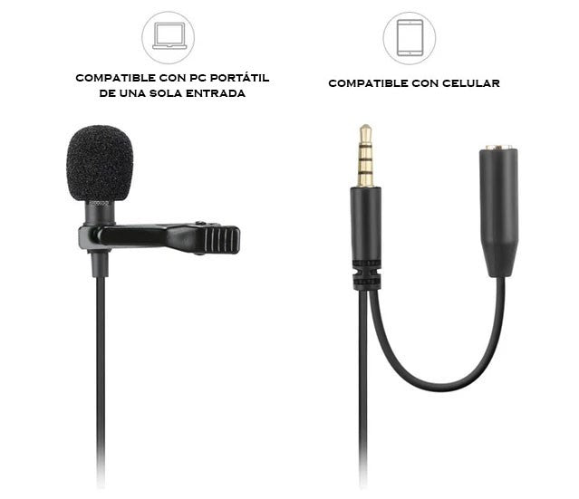 MICRÓFONO SOLAPA CON CONECTOR DE AURICULARES 3.5 MM